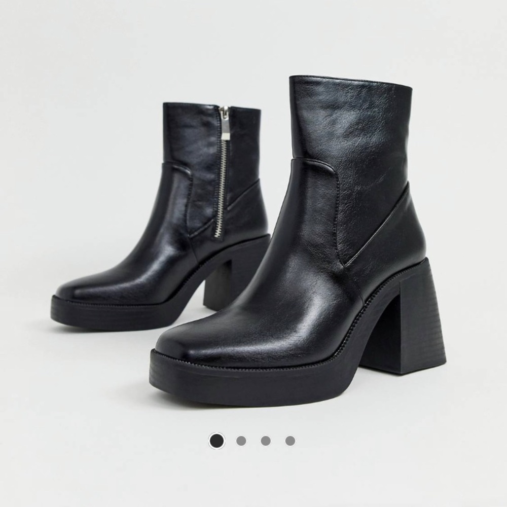 RAID Black Chunky Ankle Boots